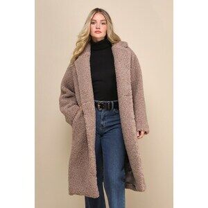 Lulus Amazing Comfort Taupe Shearling Long Coat